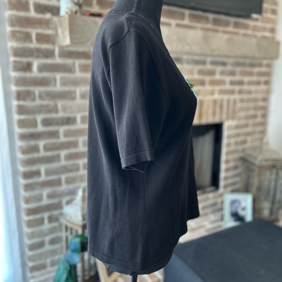 Vintage 90s Just B. Embroidered Beaded Sweater Butterfly Dragonfly L Embellished - Picture 6 of 12